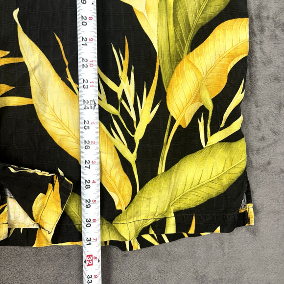 Tommy Bahama Mens XXL Floral 100% Silk Short Sleeve Hawaiian Shirt Black Yellow - Picture 7 of 7